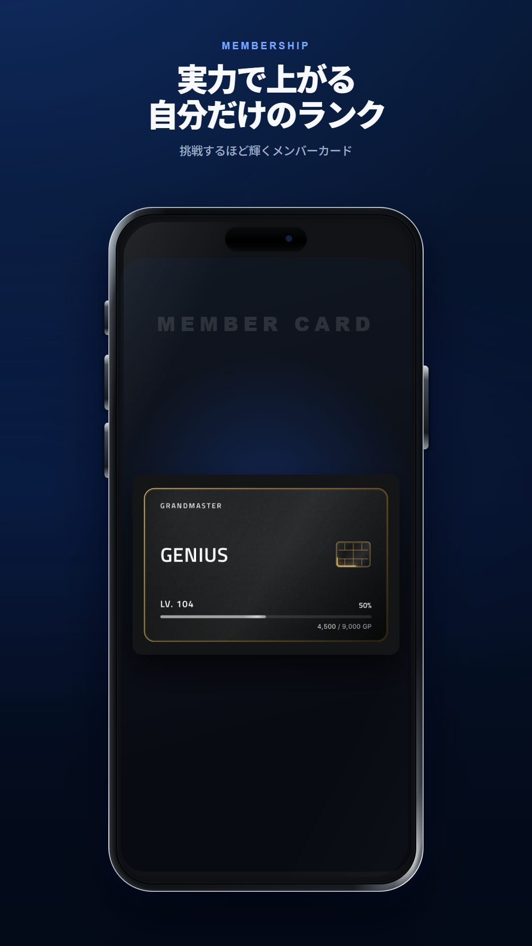 プレイヤーの進捗を示すGeniotグランドマスター会員カード